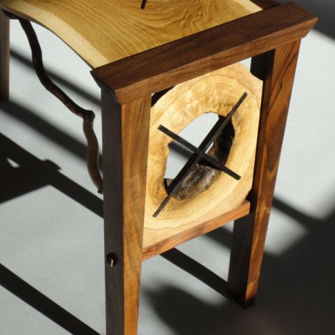 Closeup of the design elements of hall table